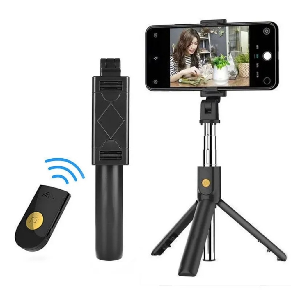 Tripod Selfie Stick with Bluetooth Remote for Smartphones in Black - Brand New
